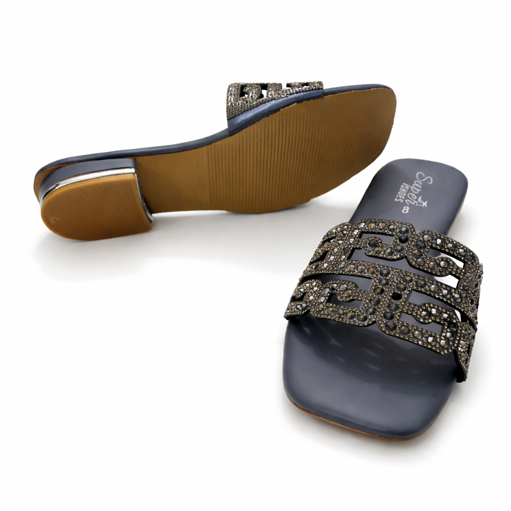 Grey Chain Embellished - Flats