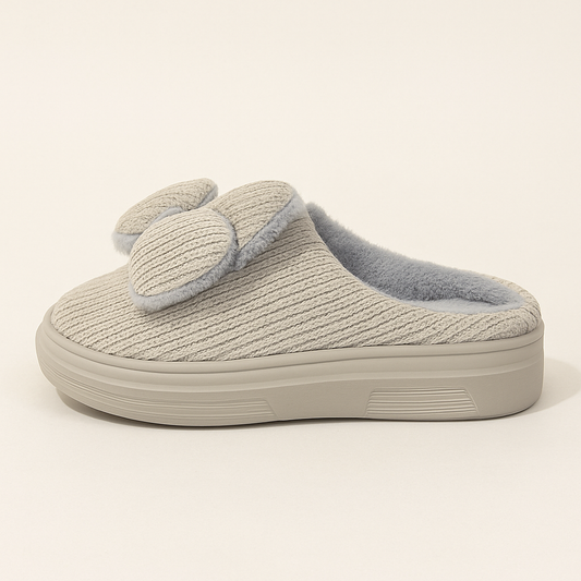 Gray Bow Slippers