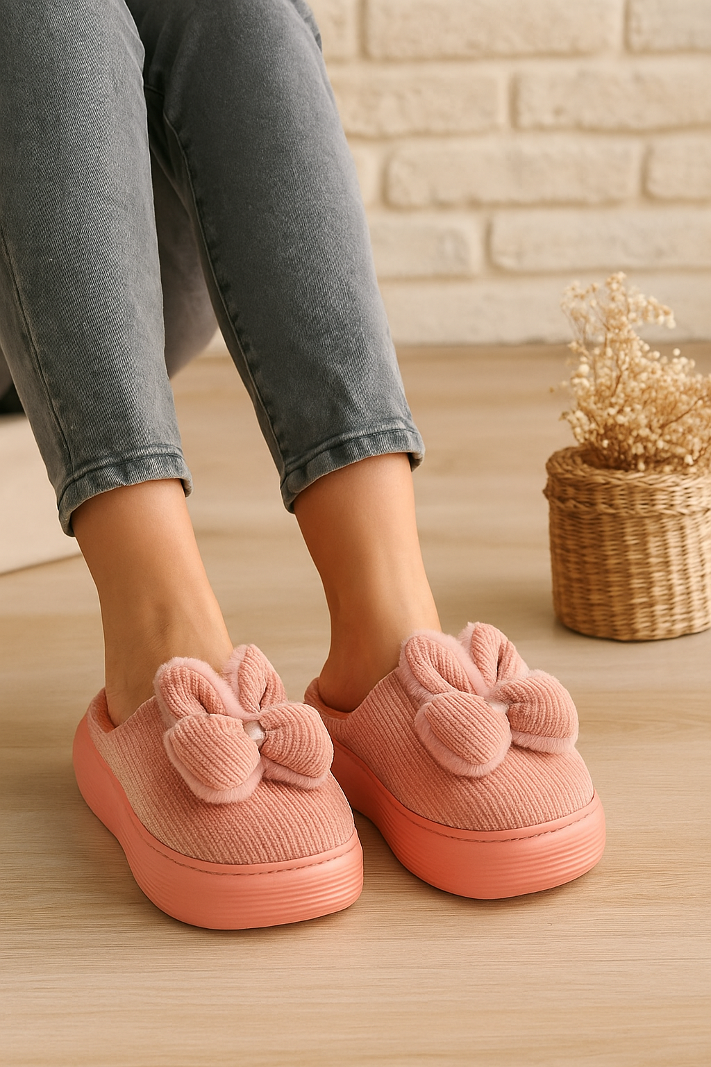 Pink Bow Slippers