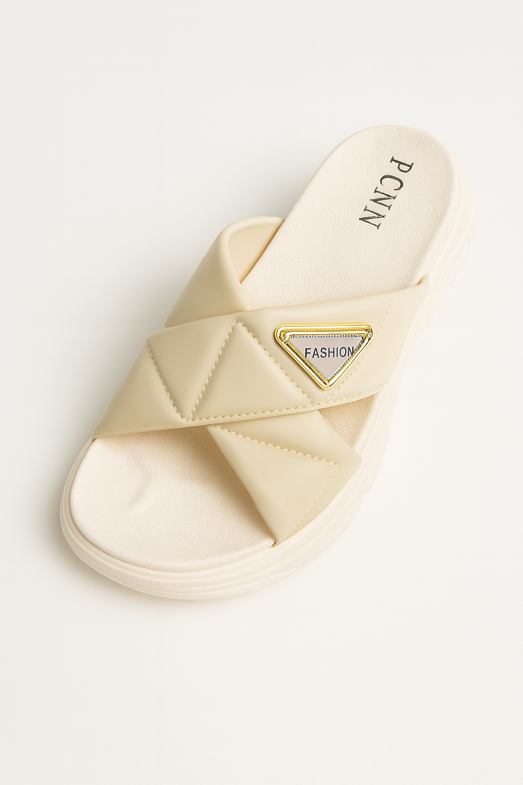 Soft Step Beige Quilted Slides