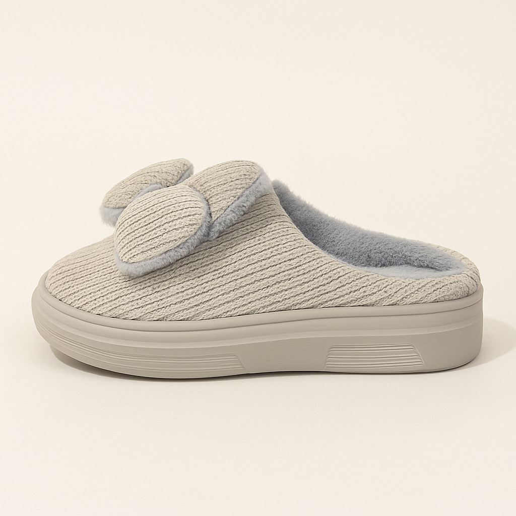 Gray Bow Slippers