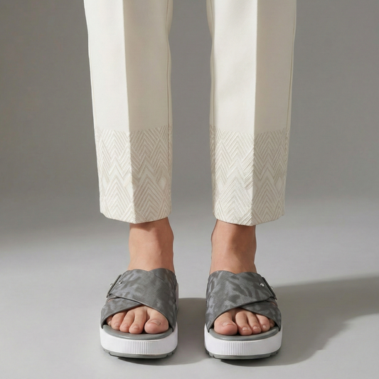 Women's Grey Cross Strap - Medicated Slippers