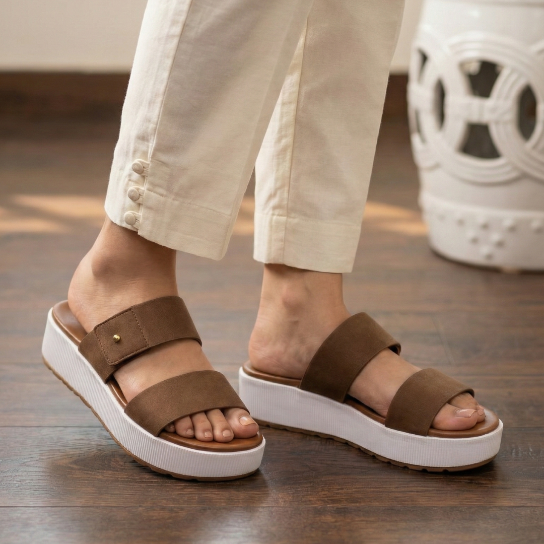 Premium brown women medicated slippers for foot pain relief daily wear