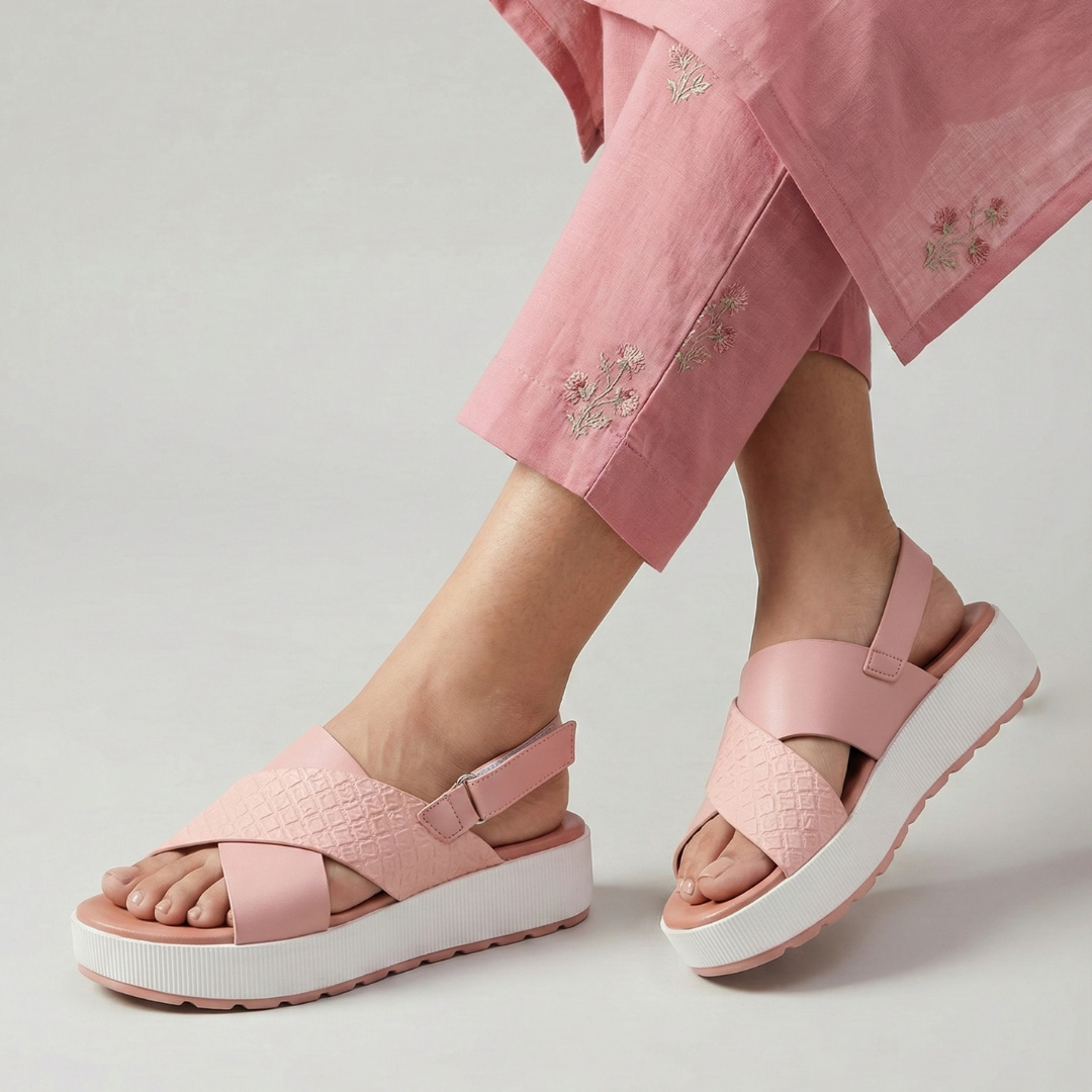 Fashion pink women casual sandals durable anti-slip platform design
