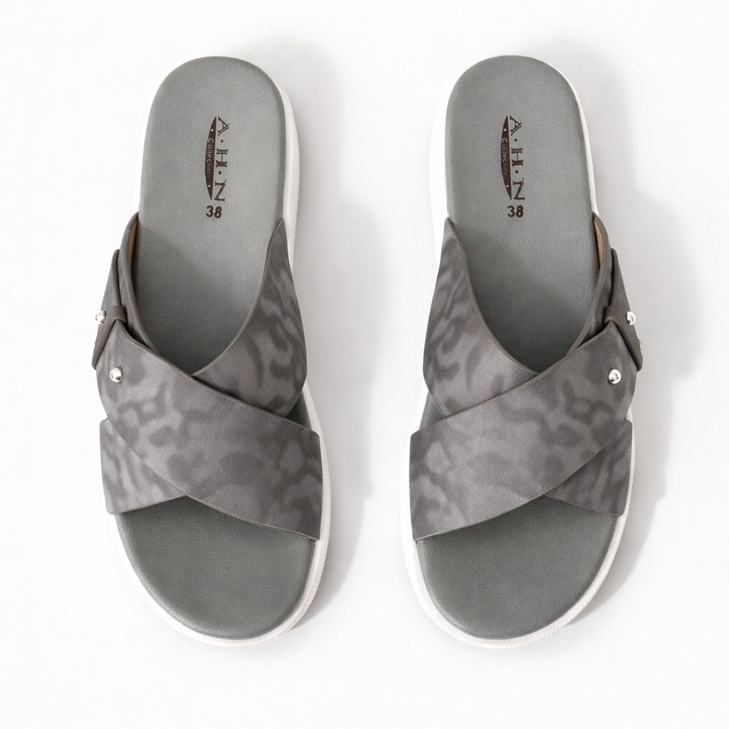 Grey medicated slippers for women with cushioned comfort sole
